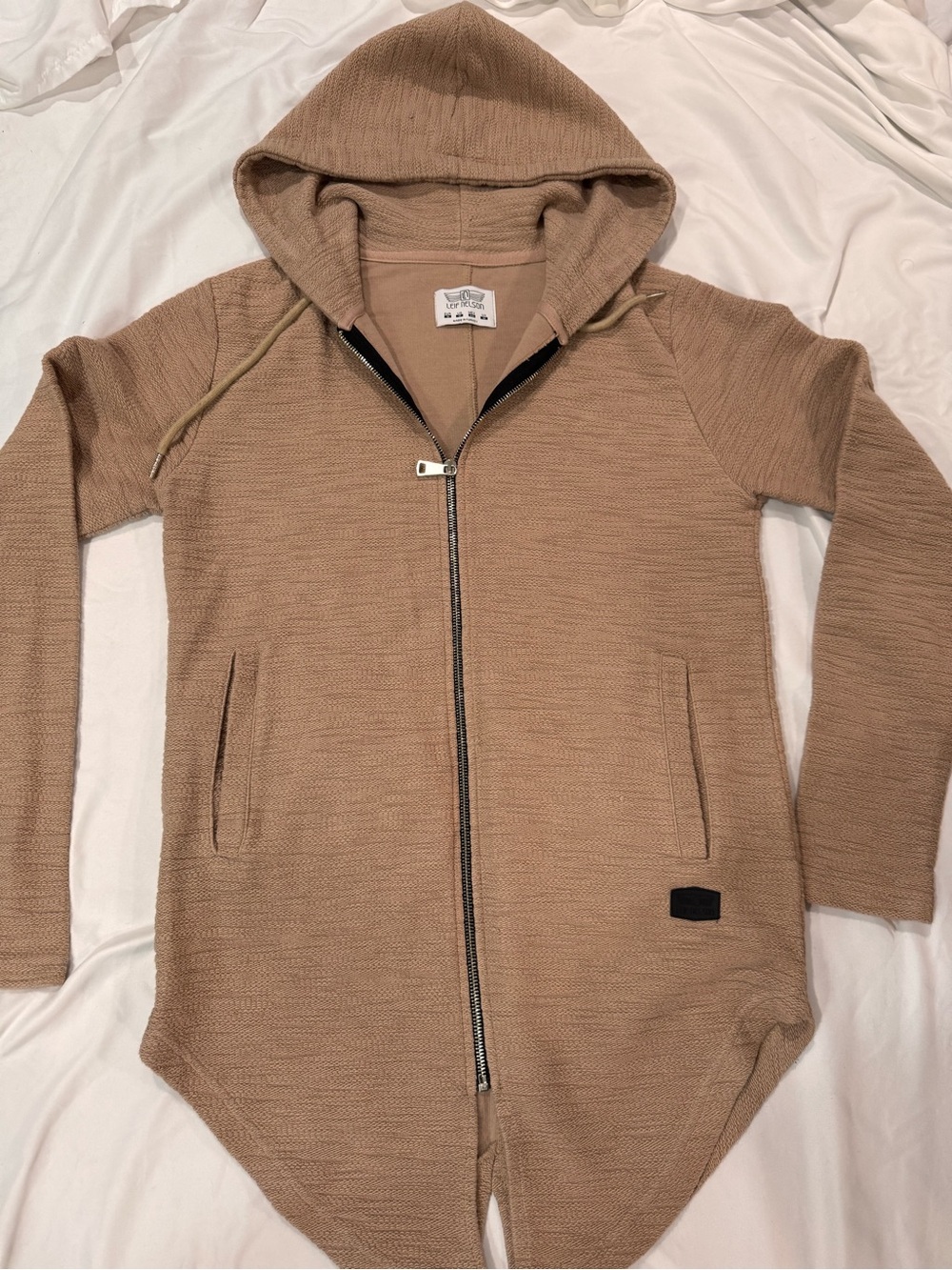 Leif Nelson Men's Curved-Hem Asymmetric Zip Knit Hoodie